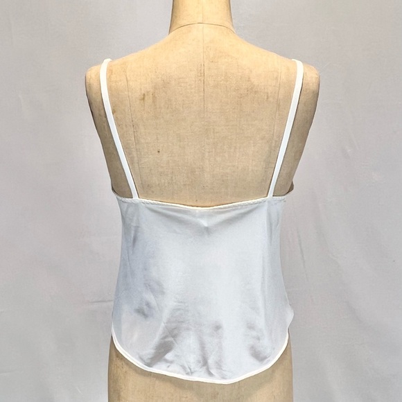 VINTAGE floral lace silky camisole cami slip lingerie tank top v neck 70s 80s - Picture 6 of 10